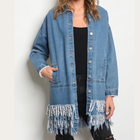 Gypsi’s Closet frayed fringed denim jean jacket - Picture 2 of 8